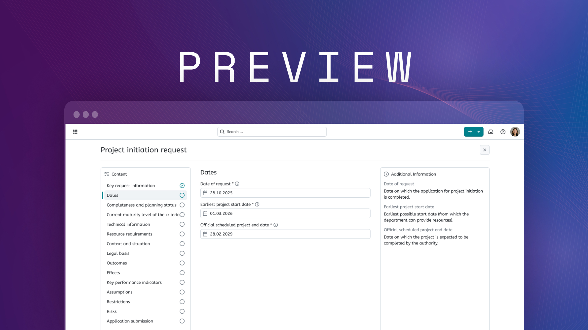 Preview: Project initiation request workflow for PM² and other standards (Enterprise add-on)