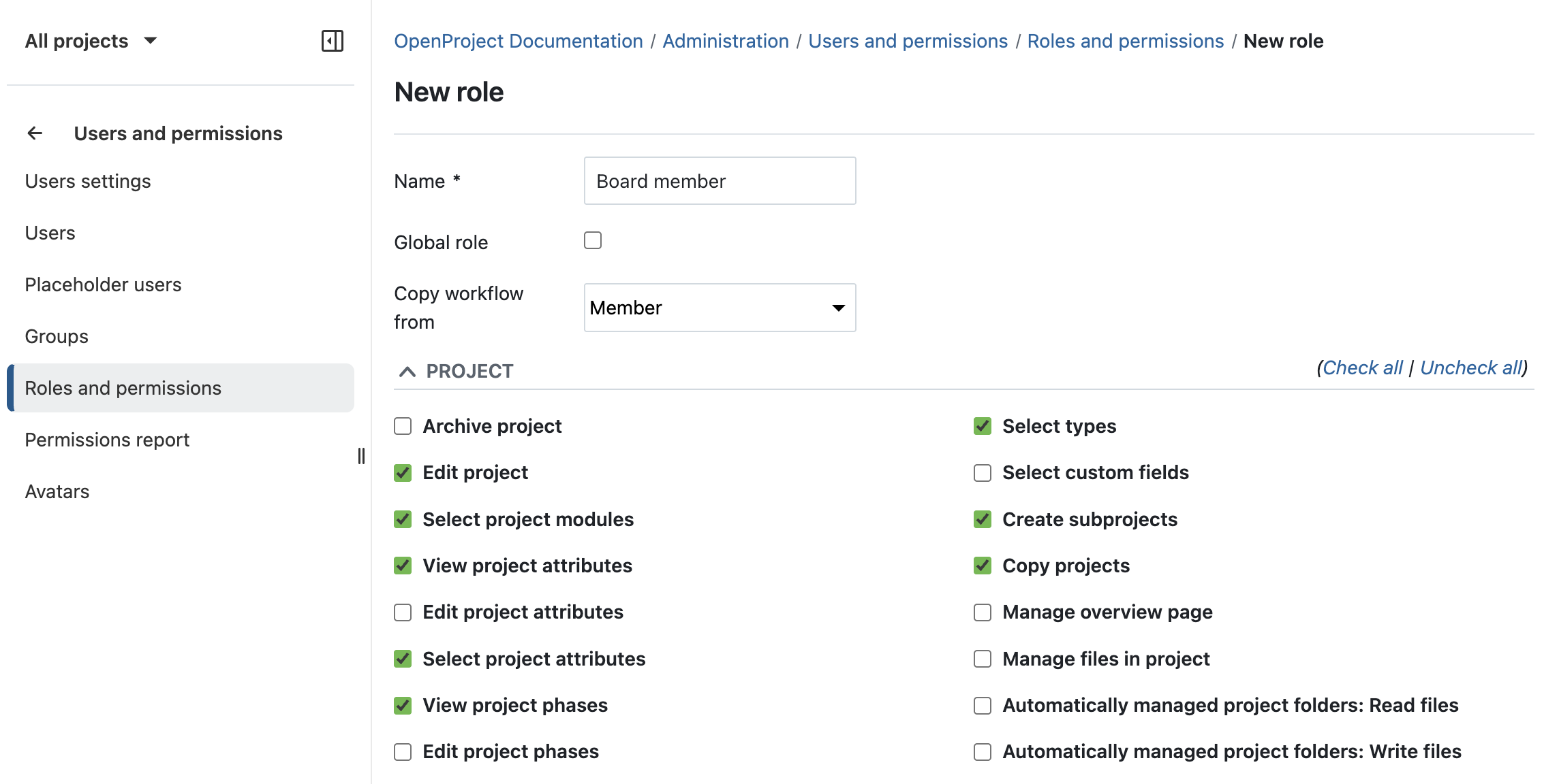 Follow the PRINCE2 process with OpenProject: Direct a project by defining roles and permissions